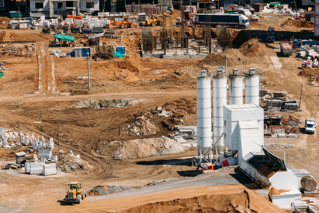 Construction of houses. Construction site